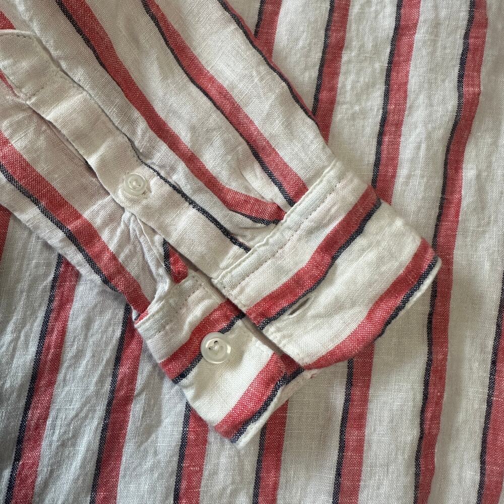 Gap 100% Linen Red Striped Linen Popover Tunic, Beachy Coastal‎ Nautical Small - Picture 8 of 9